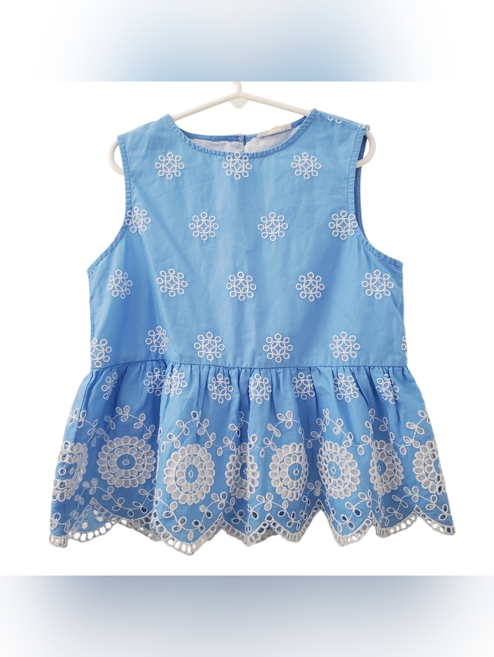 Crewcuts Blue Sleeveless Eyelet Peplum Top (10)